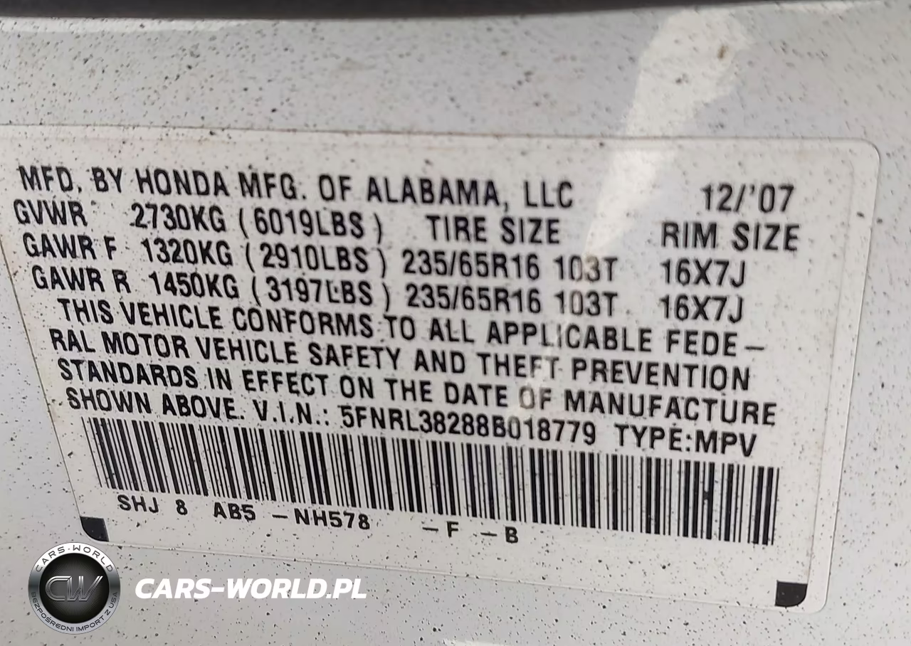 2008 Honda Odyssey Lx VIN:5FNRL38288B018779 - 9