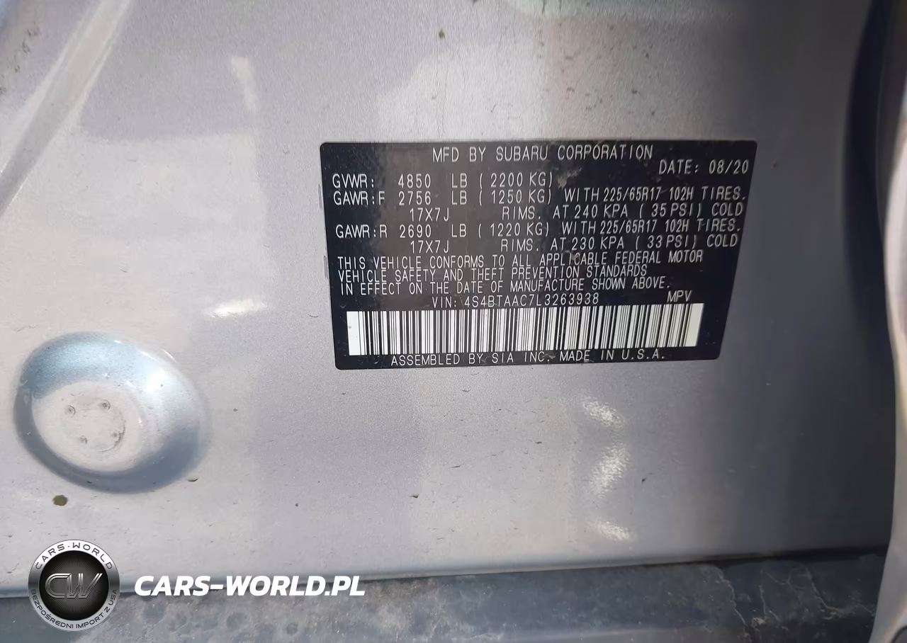 2020 Subaru Outback VIN:4S4BTAAC7L3263938 - 9