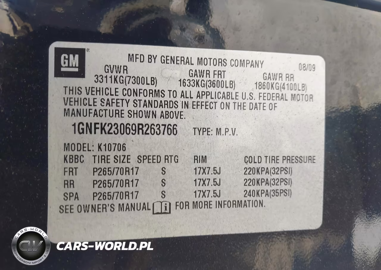 2009 Chevrolet Tahoe Lt2 VIN:1GNFK23069R263766 - 9