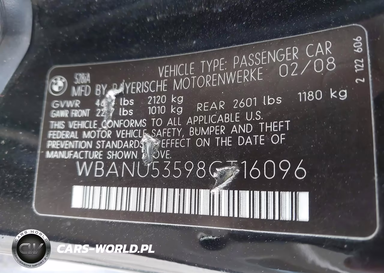 2008 BMW 528I VIN:WBANU53598CT16096 - 9