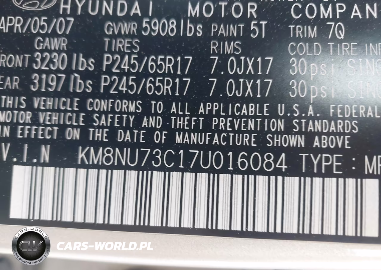 2007 Hyundai Veracruz Gls-Limited-Se VIN:KM8NU73C17U016084 - 9