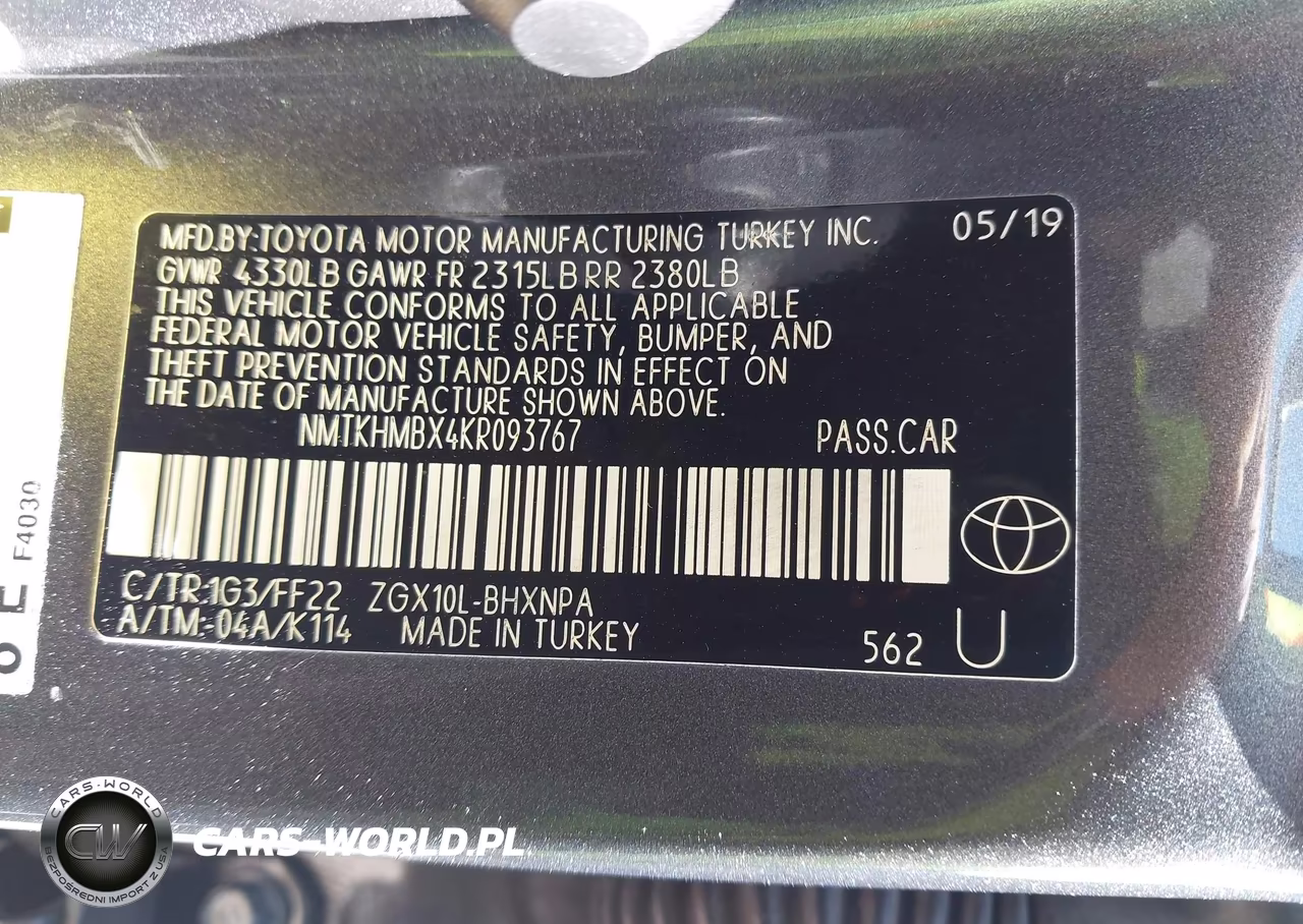 2019 Toyota C-Hr Xle VIN:NMTKHMBX4KR093767 - 9