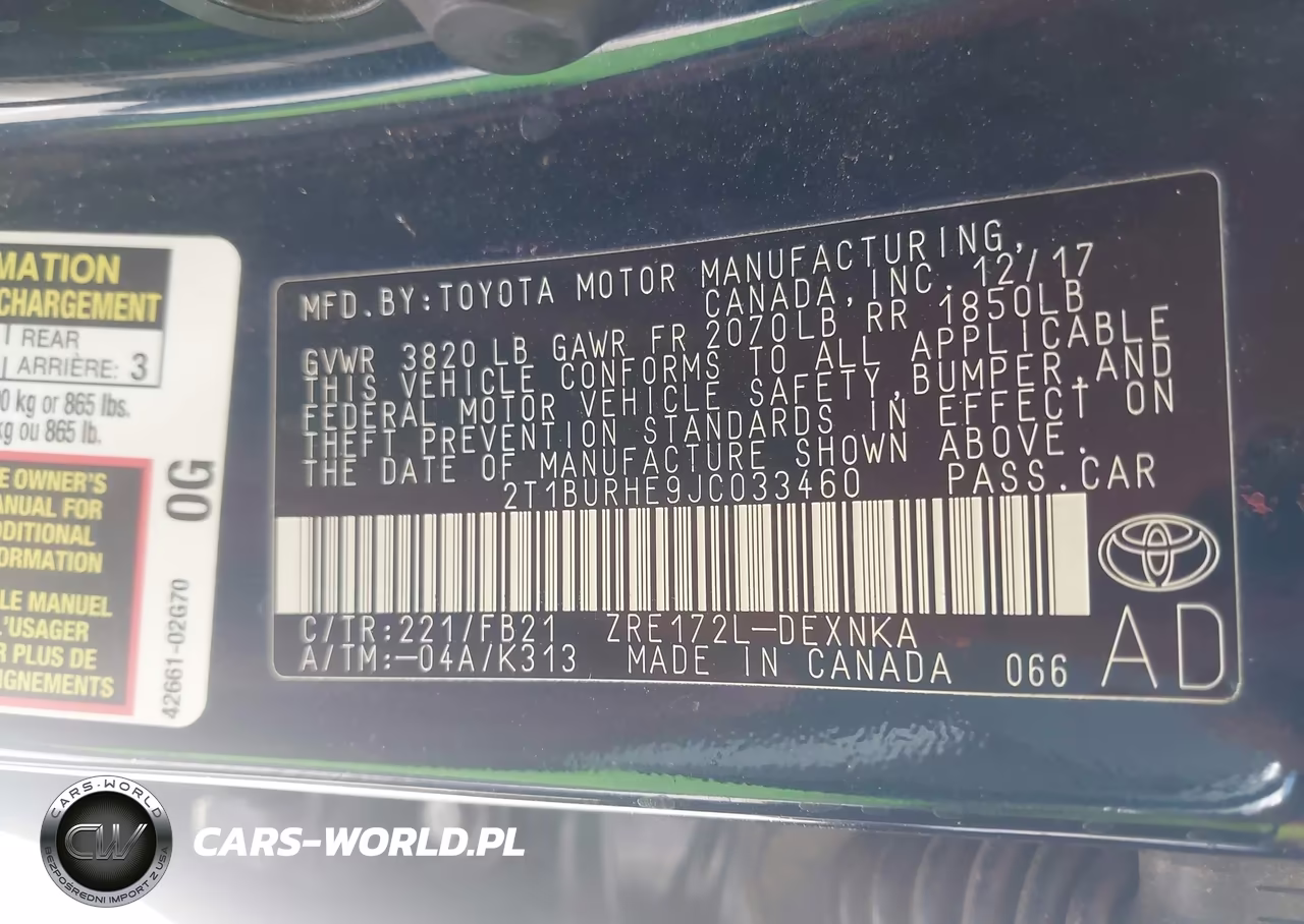 2018 Toyota Corolla Le VIN:2T1BURHE9JC033460 - 9