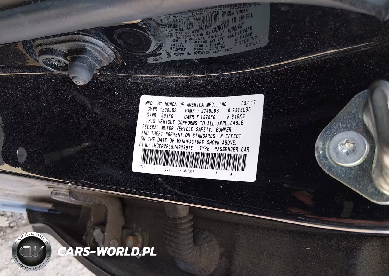 2017 Honda Accord Lx VIN:1HGCR2F39HA233916 - 9