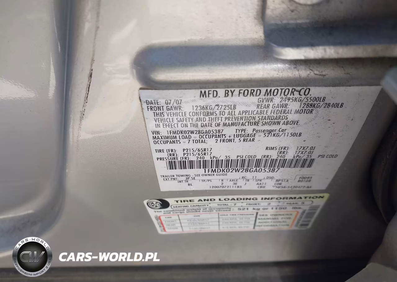 2008 Ford Taurus X Sel VIN:1FMDK02W28GA05387 - 9