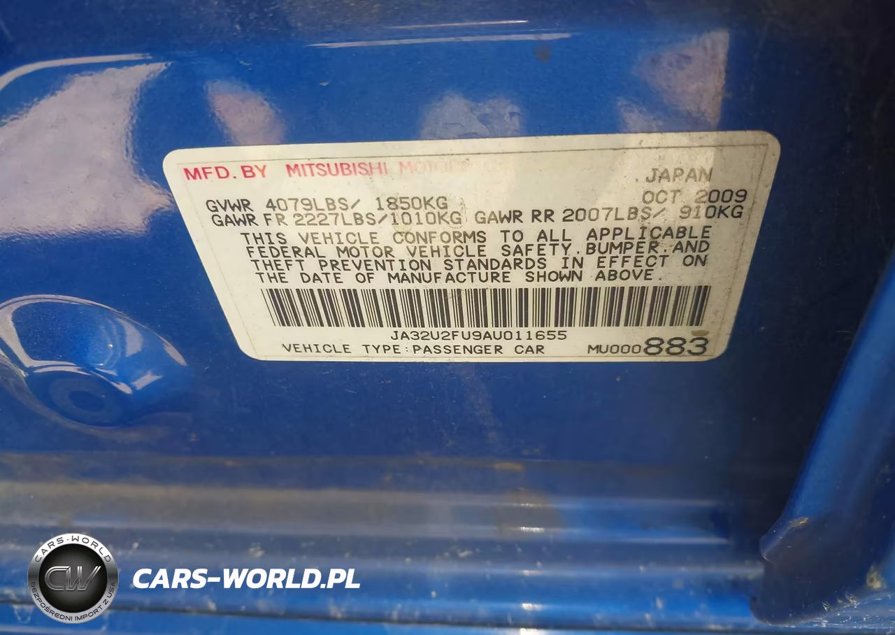 2010 Mitsubishi Lancer Es VIN:JA32U2FU9AU011655 - 9