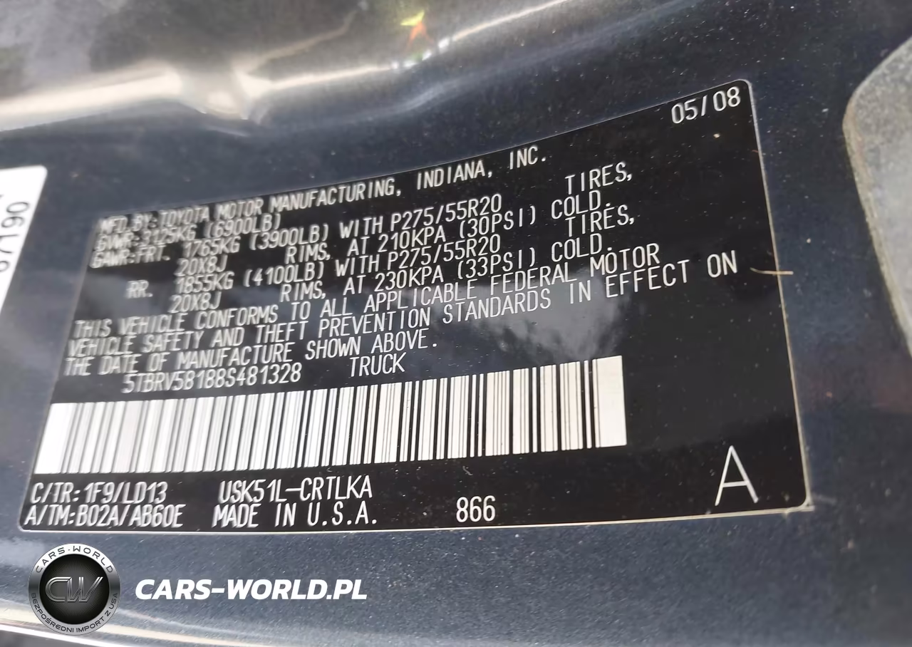 2008 Toyota Tundra Limited 5.7L V8 VIN:5TBRV58188S481328 - 9