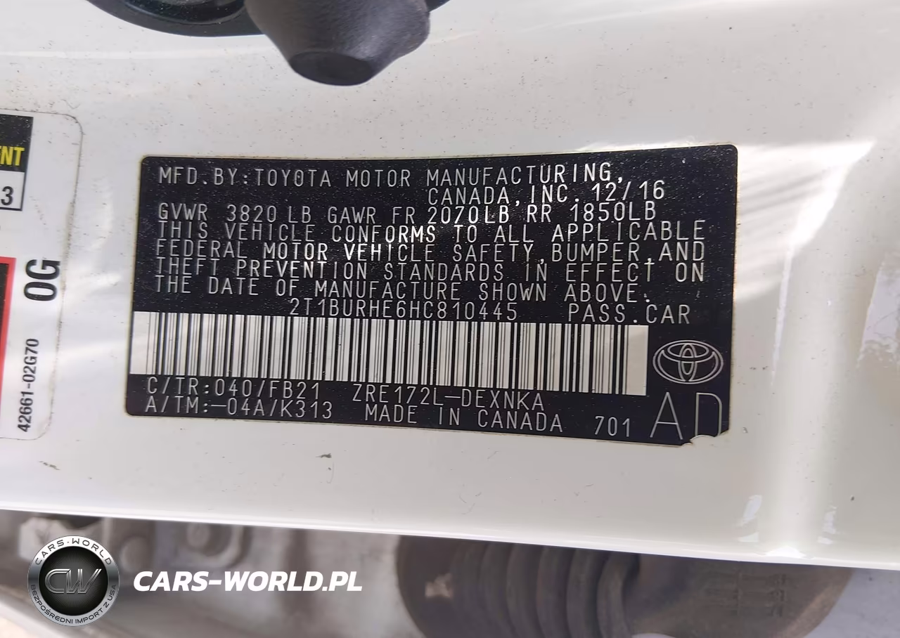 2017 Toyota Corolla Le VIN:2T1BURHE6HC810445 - 9