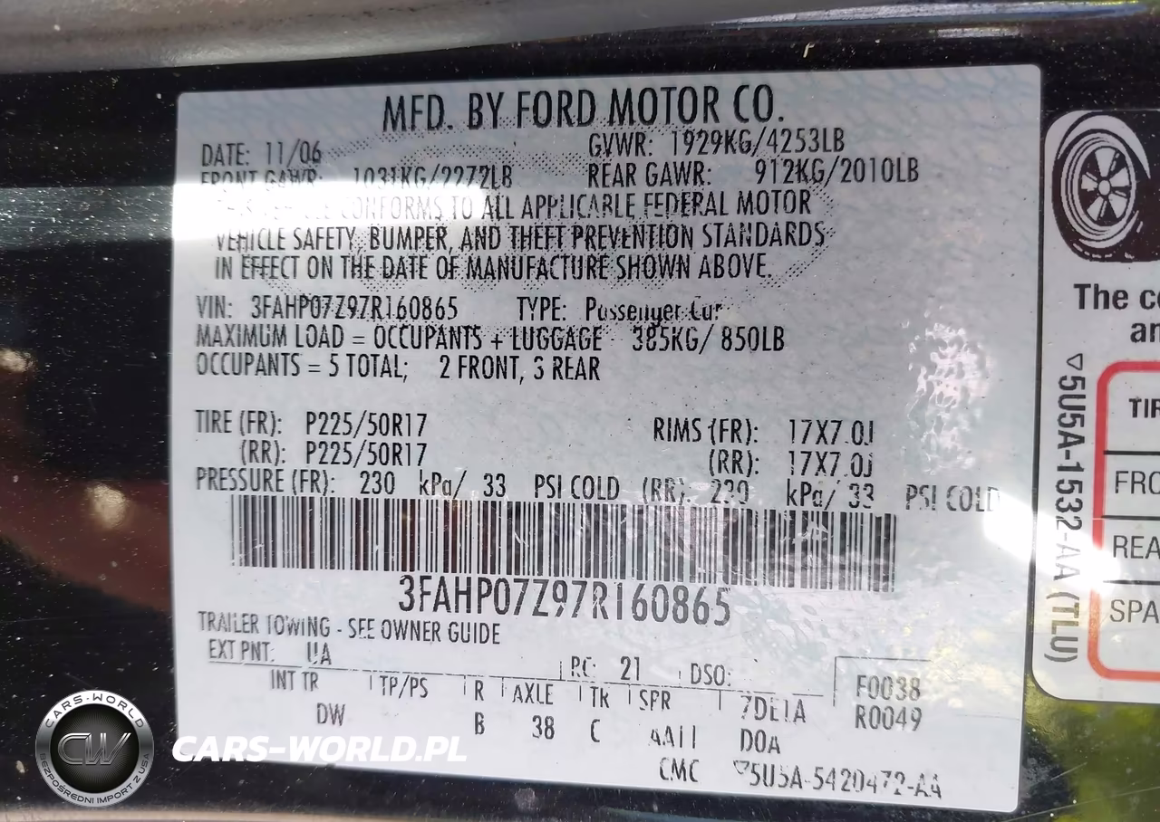 2007 Ford Fusion Se VIN:3FAHP07Z97R160865 - 9