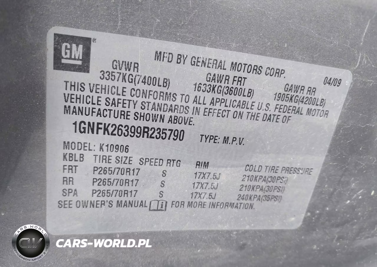 2009 Chevrolet Suburban 1500 Lt2 VIN:1GNFK26399R235790 - 9