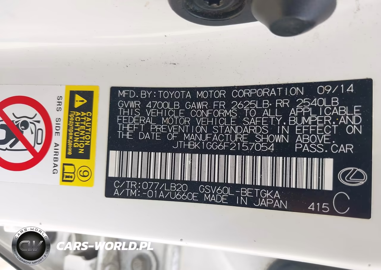 2015 Lexus Es 350 VIN:JTHBK1GG6F2157054 - 9
