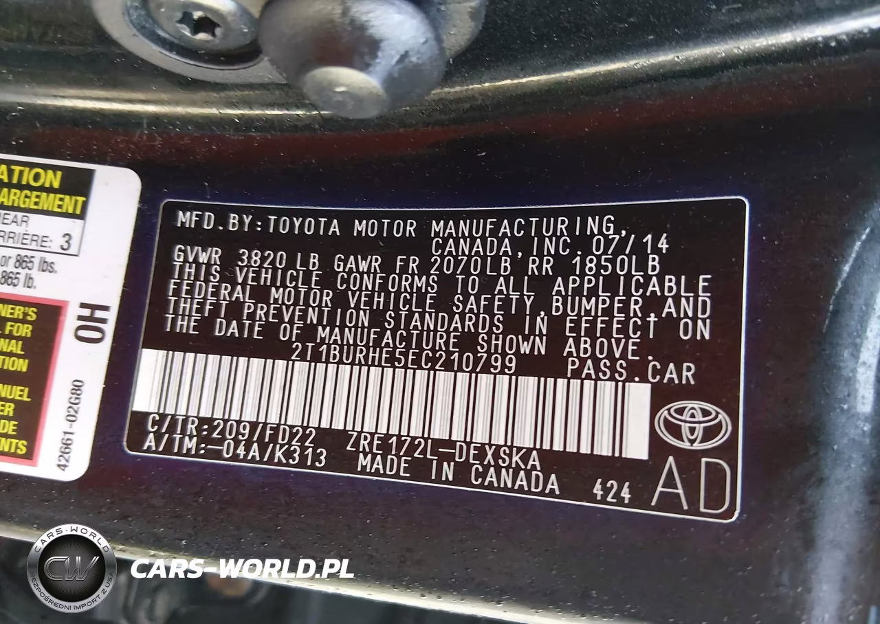 2014 Toyota Corolla S Plus VIN:2T1BURHE5EC210799 - 9