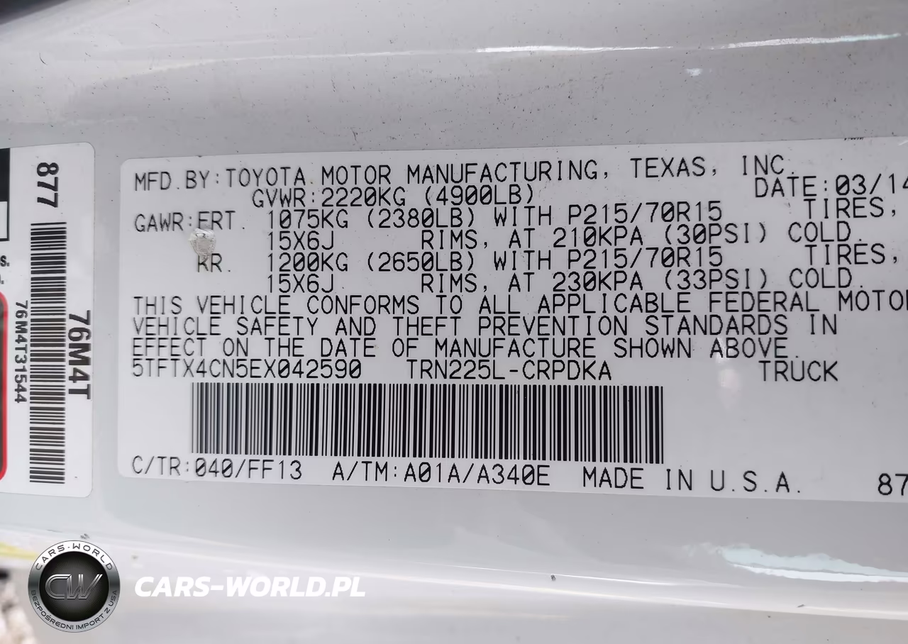 2014 Toyota Tacoma VIN:5TFTX4CN5EX042590 - 9