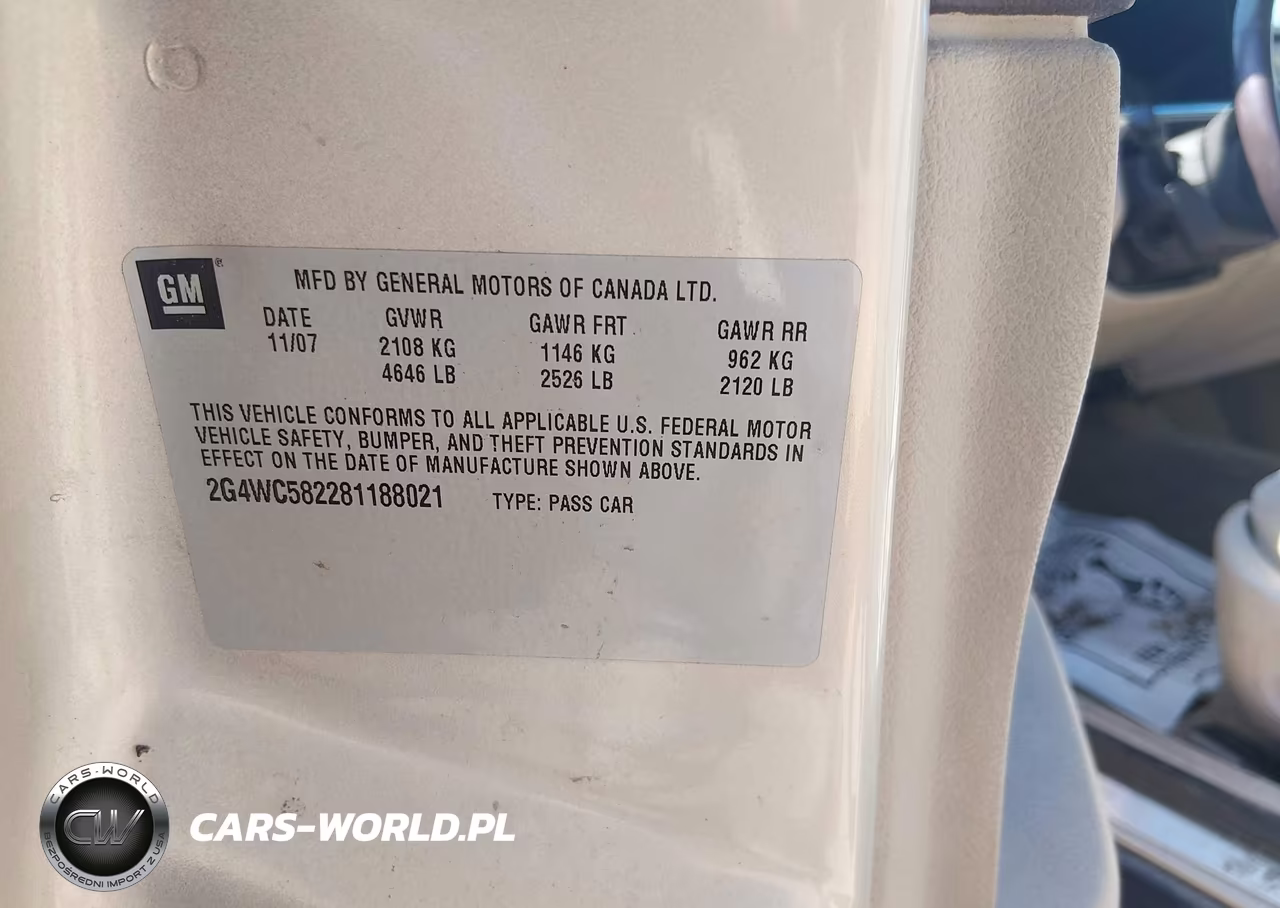 2008 Buick Lacrosse Cx VIN:2G4WC582281188021 - 9