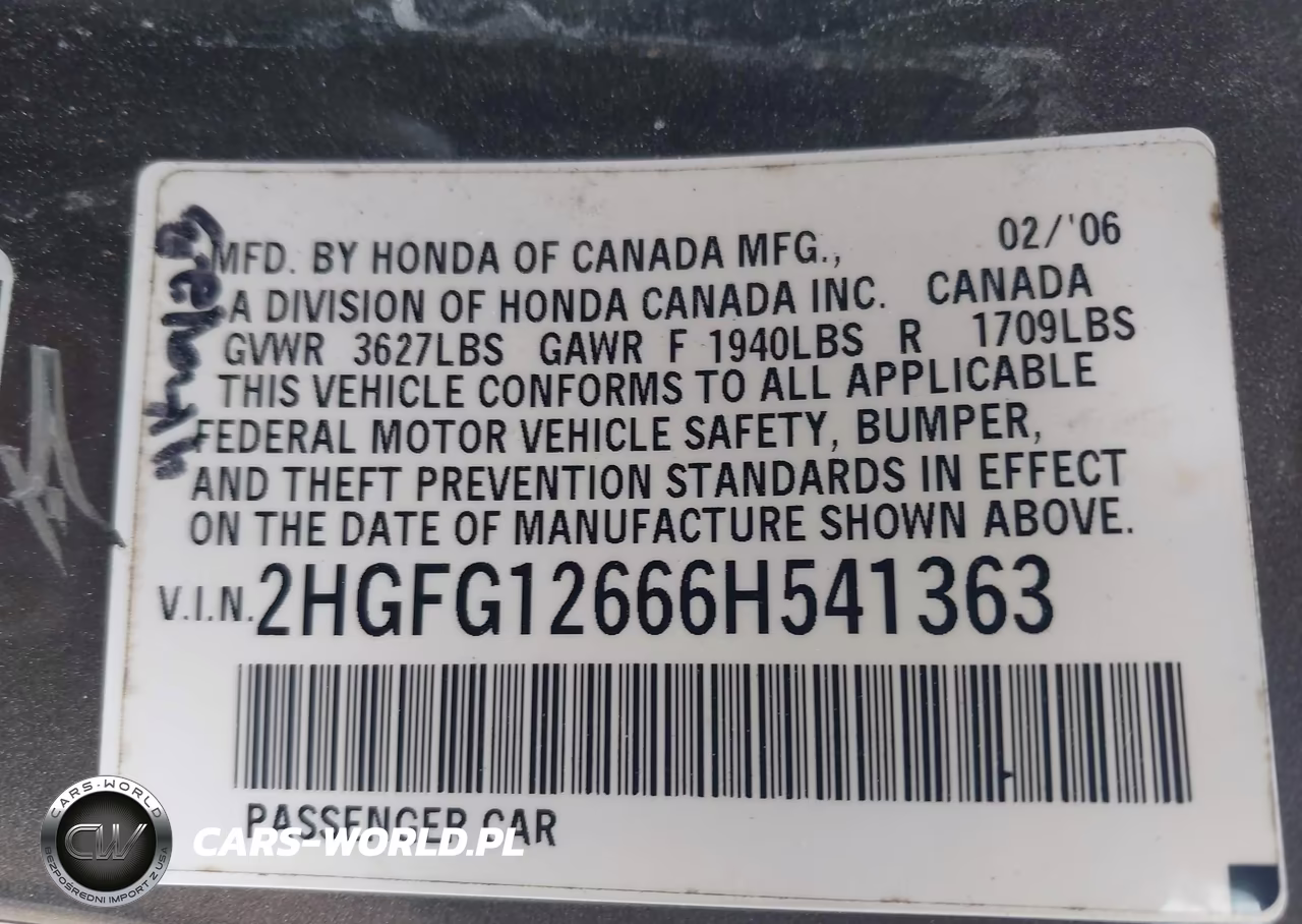 2006 Honda Civic Lx VIN:2HGFG12666H541363 - 9