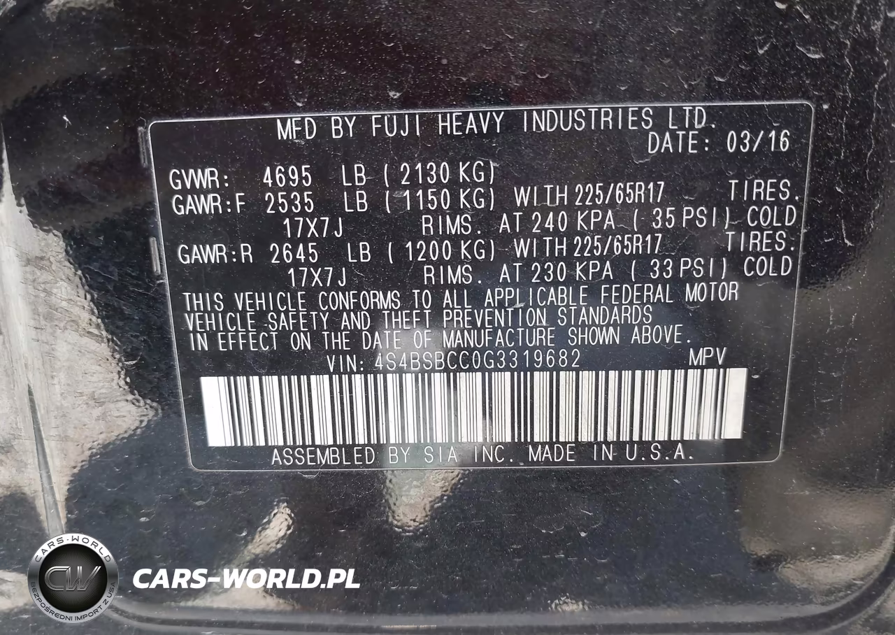 2016 Subaru Outback 2.5I Premium VIN:4S4BSBCC0G3319682 - 9