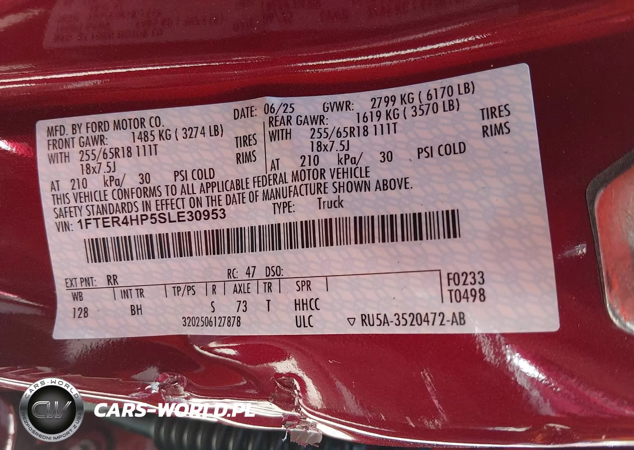 2025 Ford Ranger Xlt VIN:1FTER4HP5SLE30953 - 9