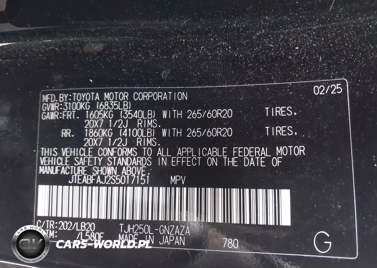 2025 Toyota Land Cruiser VIN:JTEABFAJ2S5017151 - 9