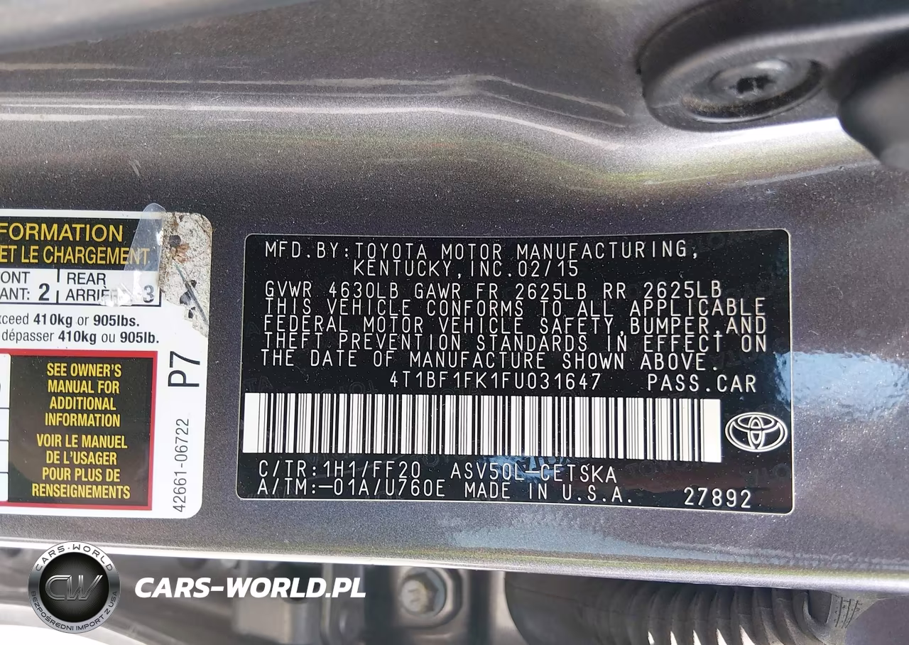 2015 Toyota Camry Se VIN:4T1BF1FK1FU031647 - 9