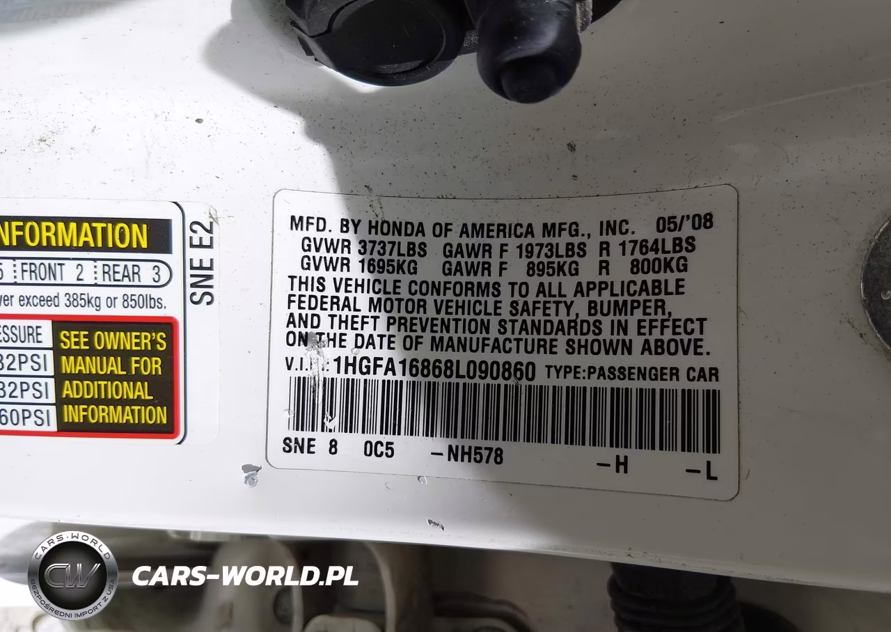 2008 Honda Civic Ex VIN:1HGFA16868L090860 - 9