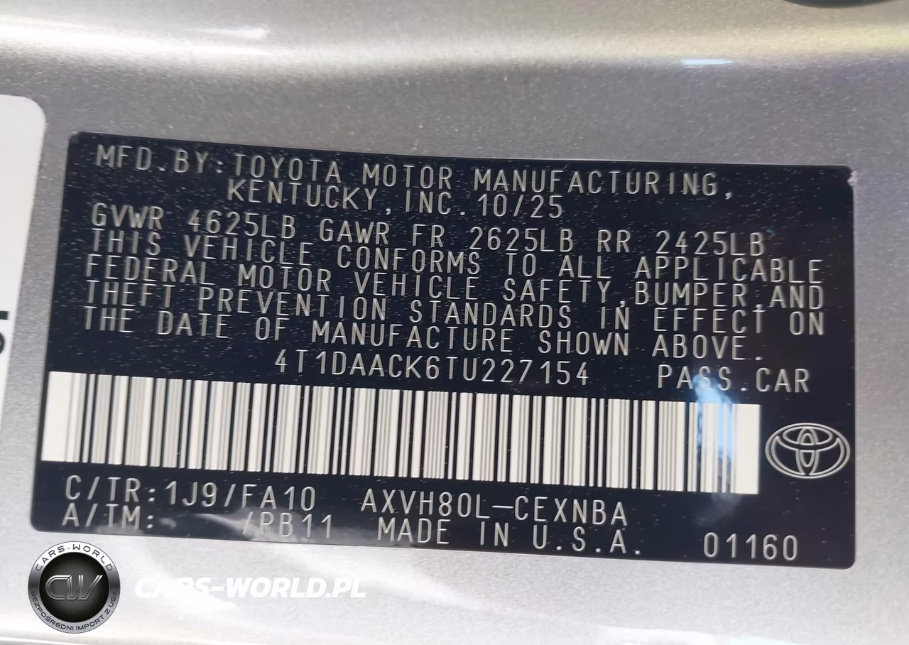 2026 Toyota Camry Le VIN:4T1DAACK6TU227154 - 9