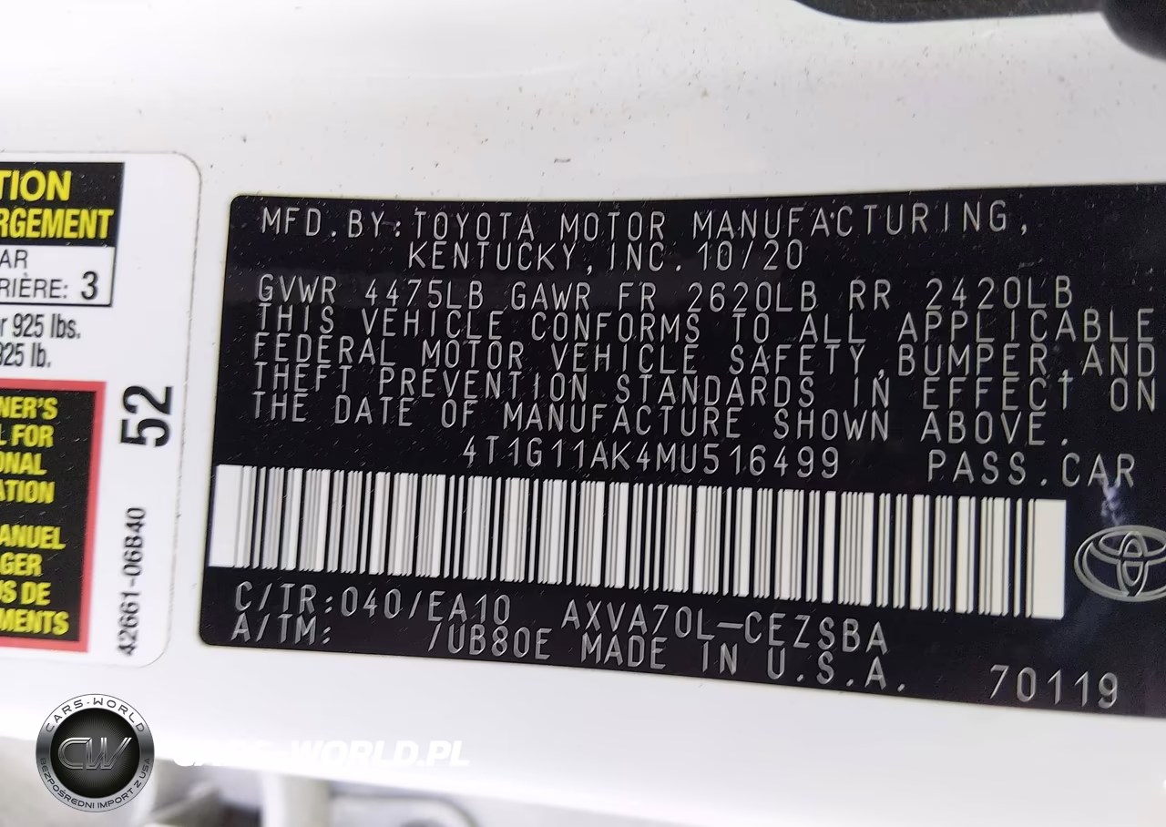 2021 Toyota Camry Se VIN:4T1G11AK4MU516499 - 9