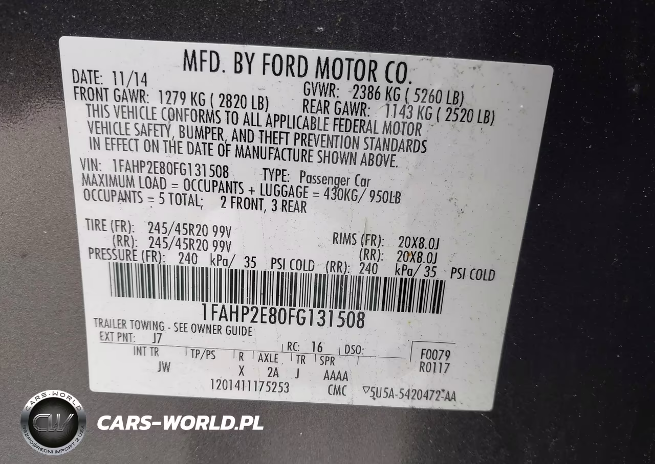 2015 Ford Taurus Sel VIN:1FAHP2E80FG131508 - 9