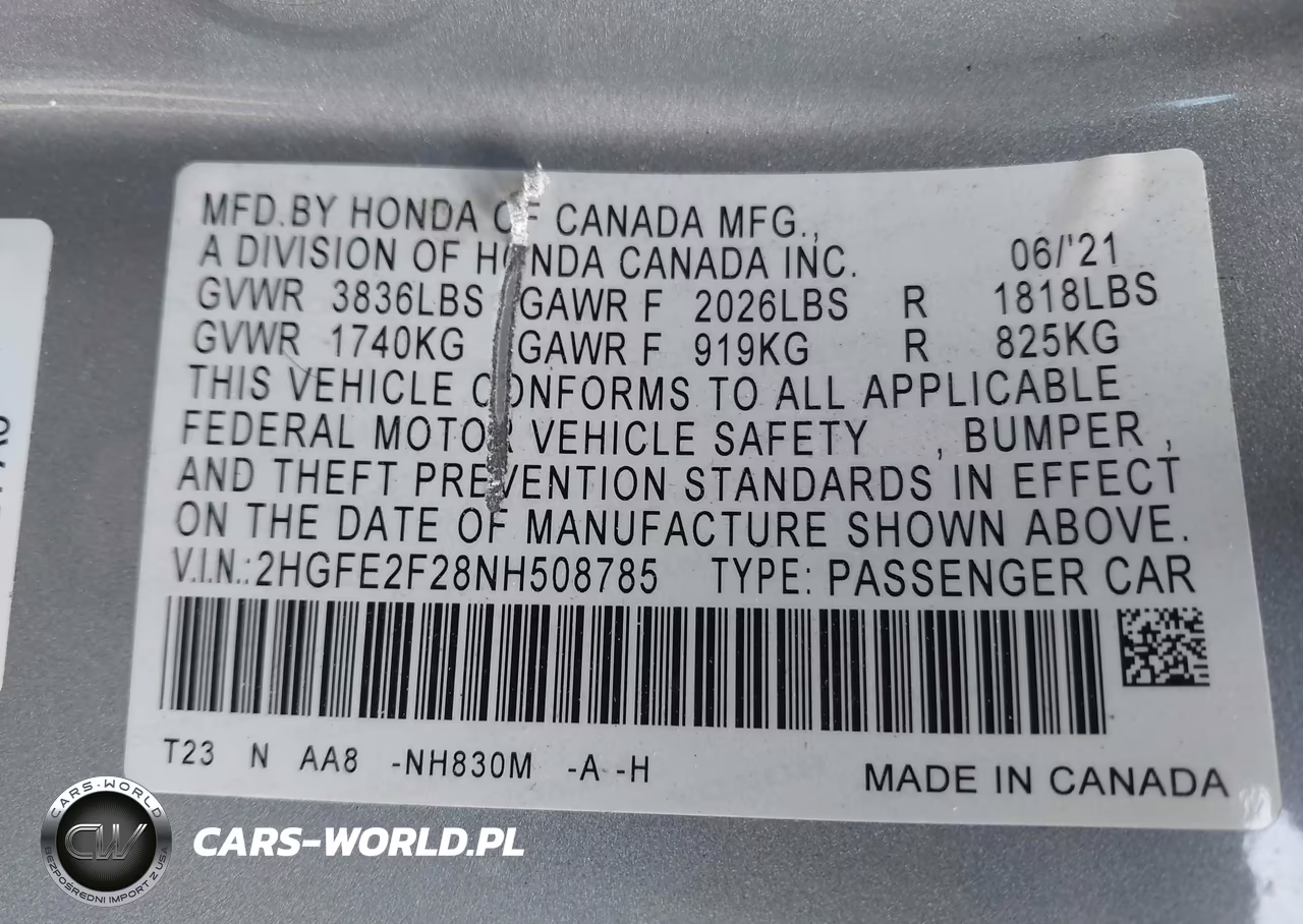2022 Honda Civic Lx VIN:2HGFE2F28NH508785 - 9