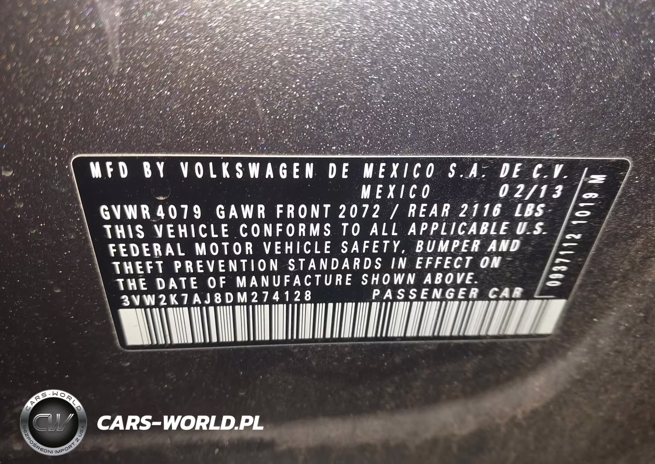 2013 Volkswagen Jetta 2.0L S VIN:3VW2K7AJ8DM274128 - 9