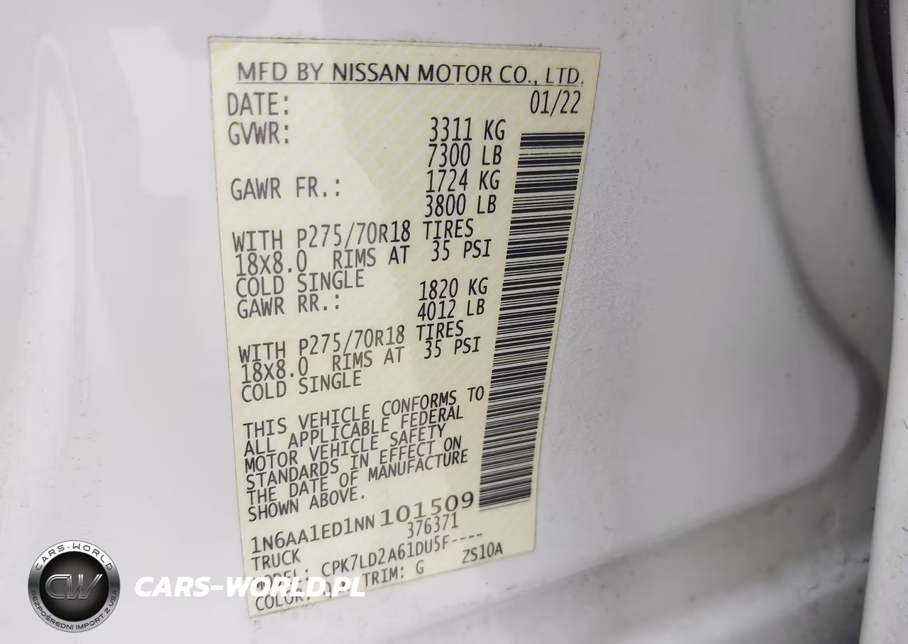 2022 Nissan Titan Pro-4X 4X4 VIN:1N6AA1ED1NN101509 - 9