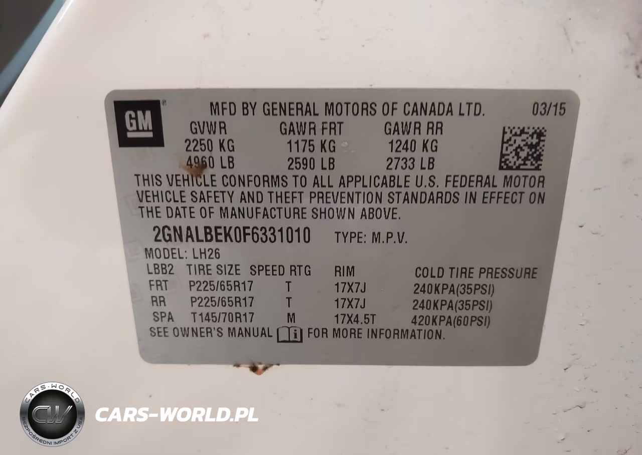 2015 Chevrolet Equinox 1Lt VIN:2GNALBEK0F6331010 - 9