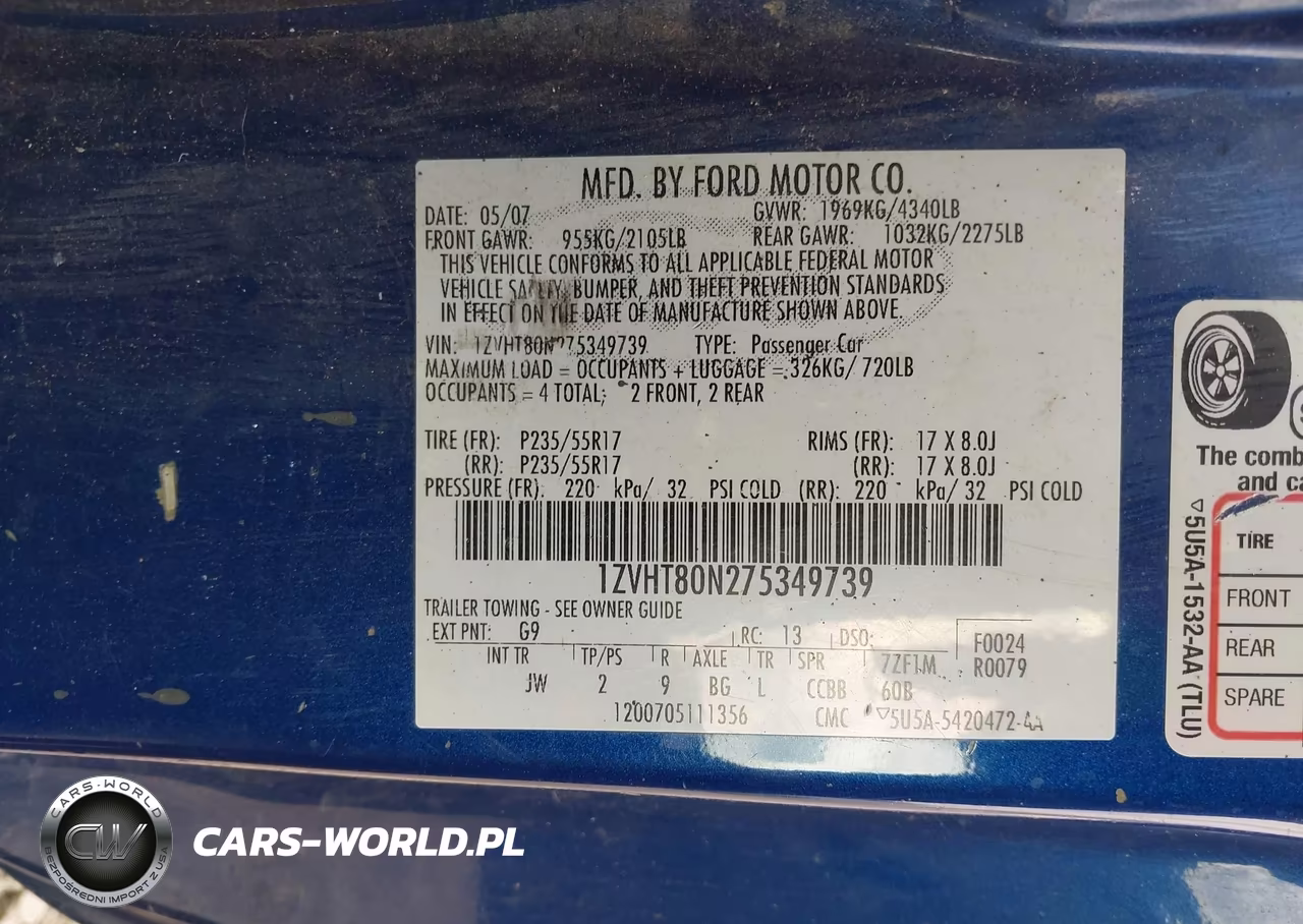 2007 Ford Mustang V6 Deluxe-V6 Premium VIN:1ZVHT80N275349739 - 9
