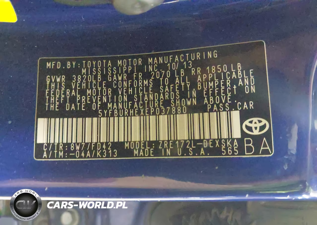 2014 Toyota Corolla S Plus VIN:5YFBURHEXEP037880 - 9