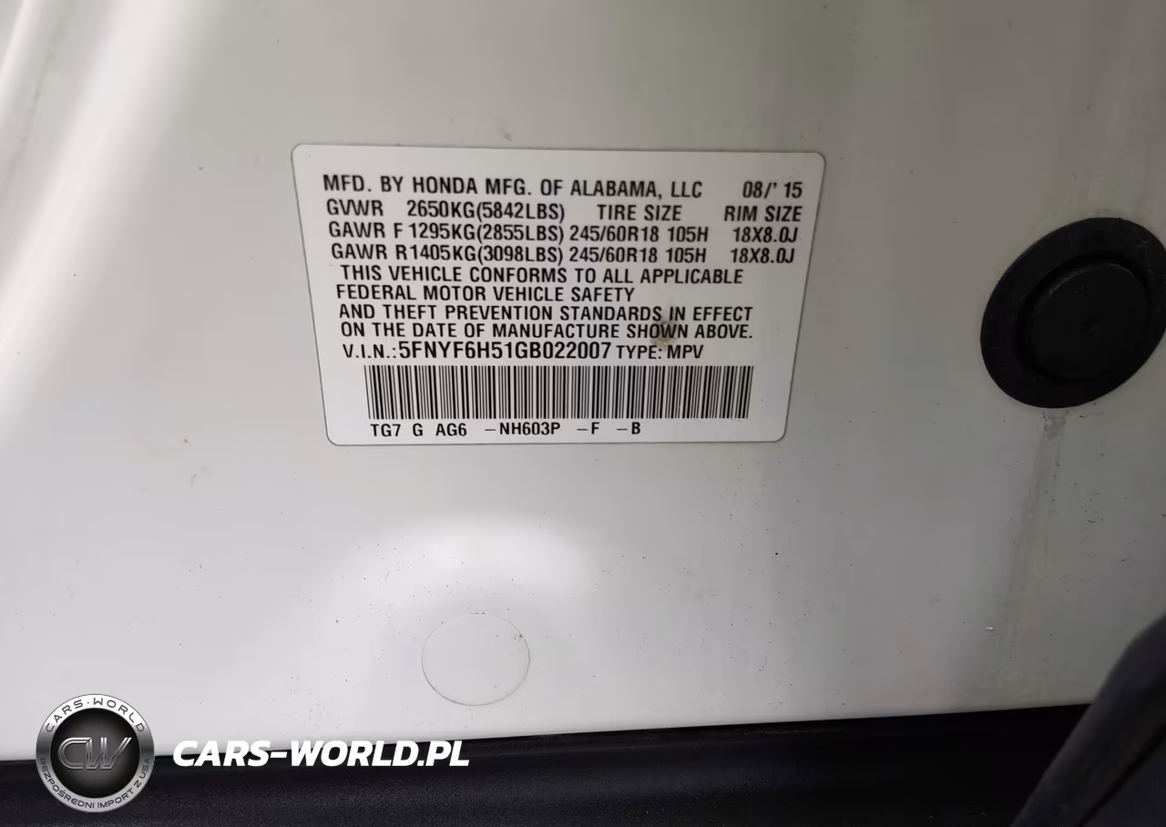 2016 Honda Pilot Ex-L VIN:5FNYF6H51GB022007 - 9