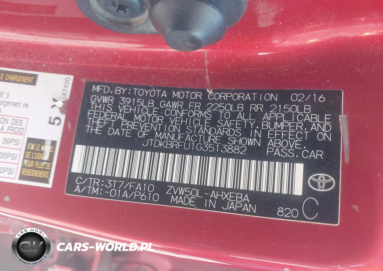 2016 Toyota Prius Two VIN:JTDKBRFU1G3513882 - 9