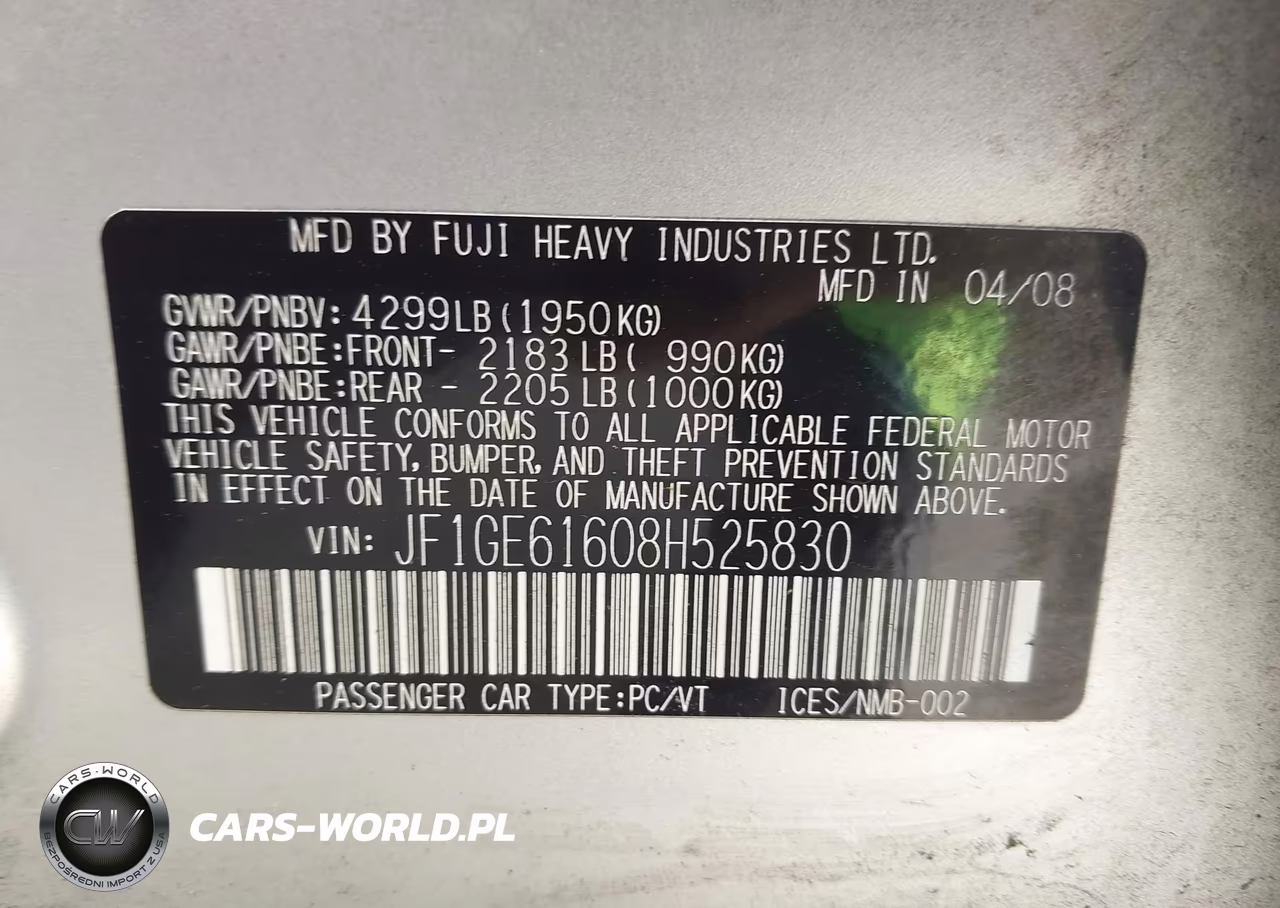 2008 Subaru Impreza 2.5I VIN:JF1GE61608H525830 - 9