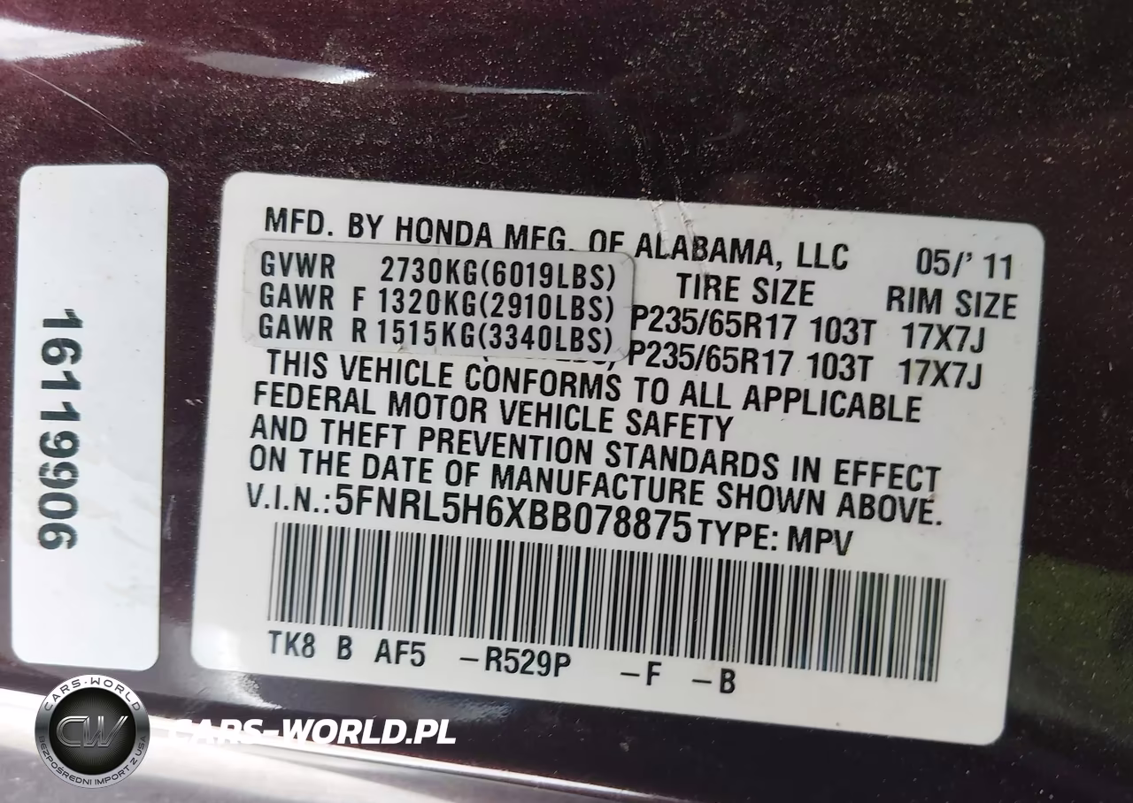 2011 Honda Odyssey Ex-L VIN:5FNRL5H6XBB078875 - 9