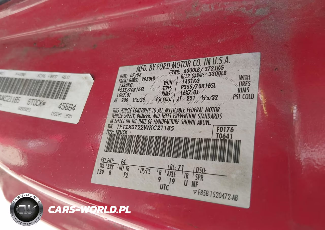 1998 Ford F-150 Xl-Xlt VIN:1FTZX0722WKC21185 - 9