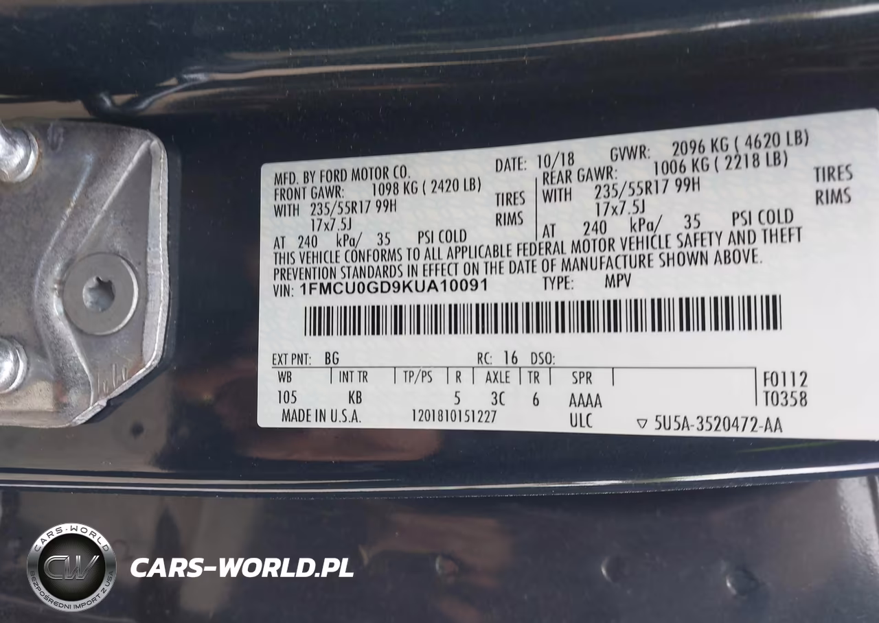 2019 Ford Escape Se VIN:1FMCU0GD9KUA10091 - 9