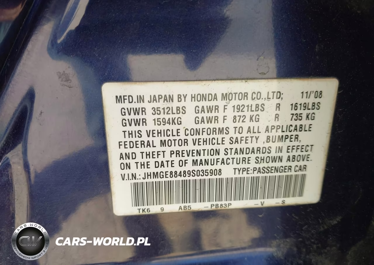 2009 Honda Fit Sport VIN:JHMGE88489S035908 - 9