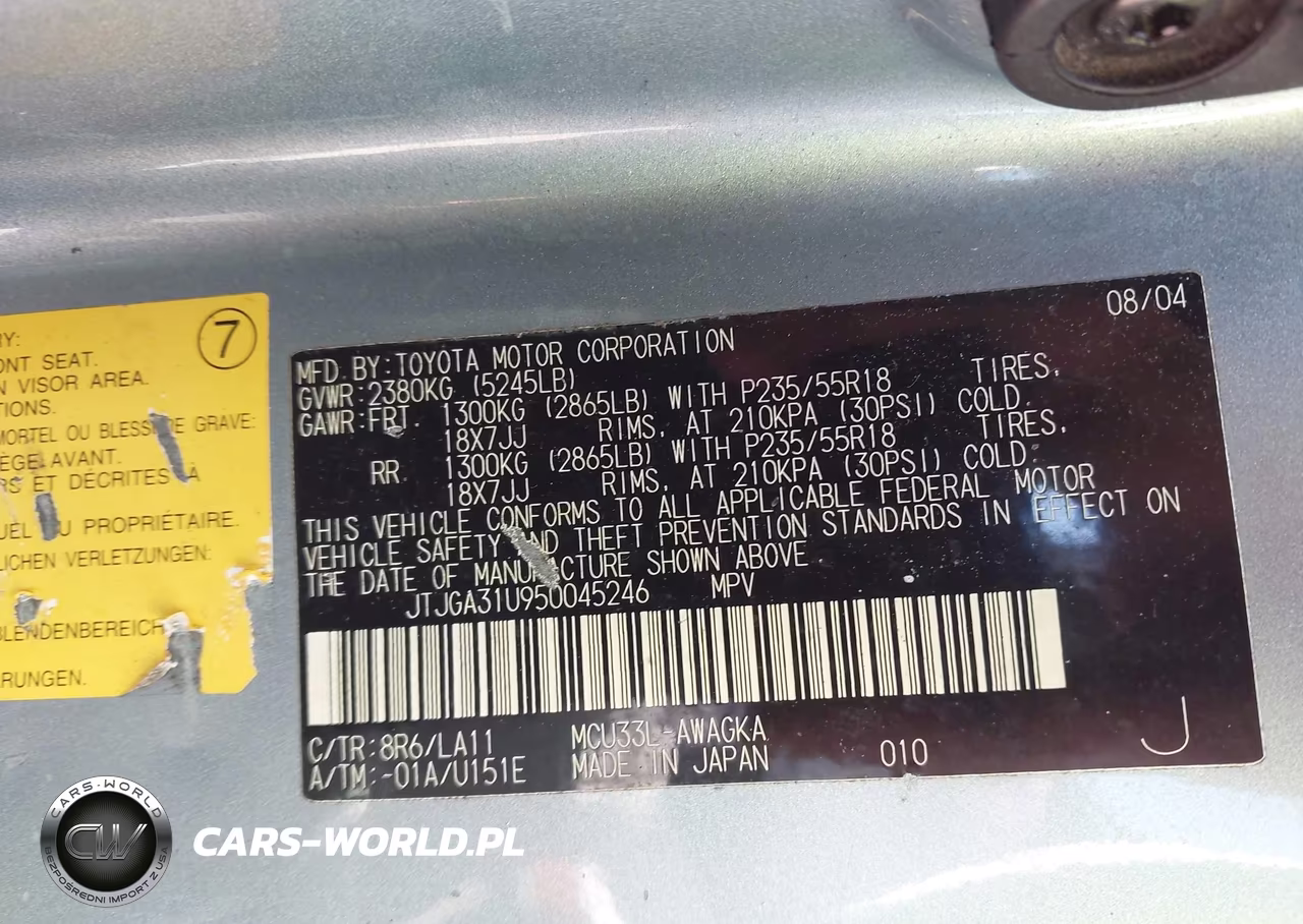 2005 Lexus Rx 330 VIN:JTJGA31U950045246 - 9