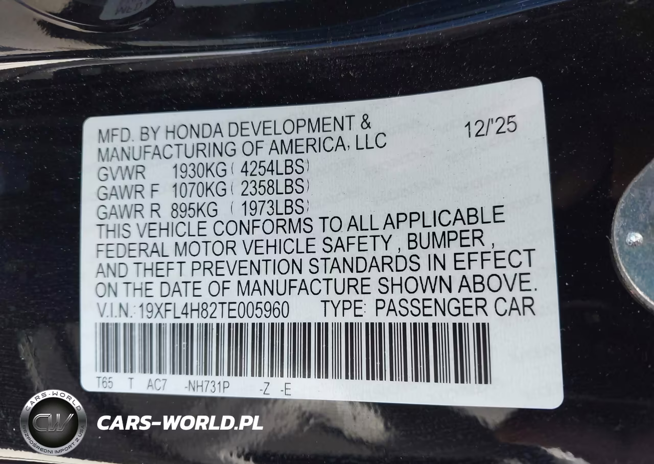 2026 Honda Civic Hybrid Sport VIN:19XFL4H82TE005960 - 9