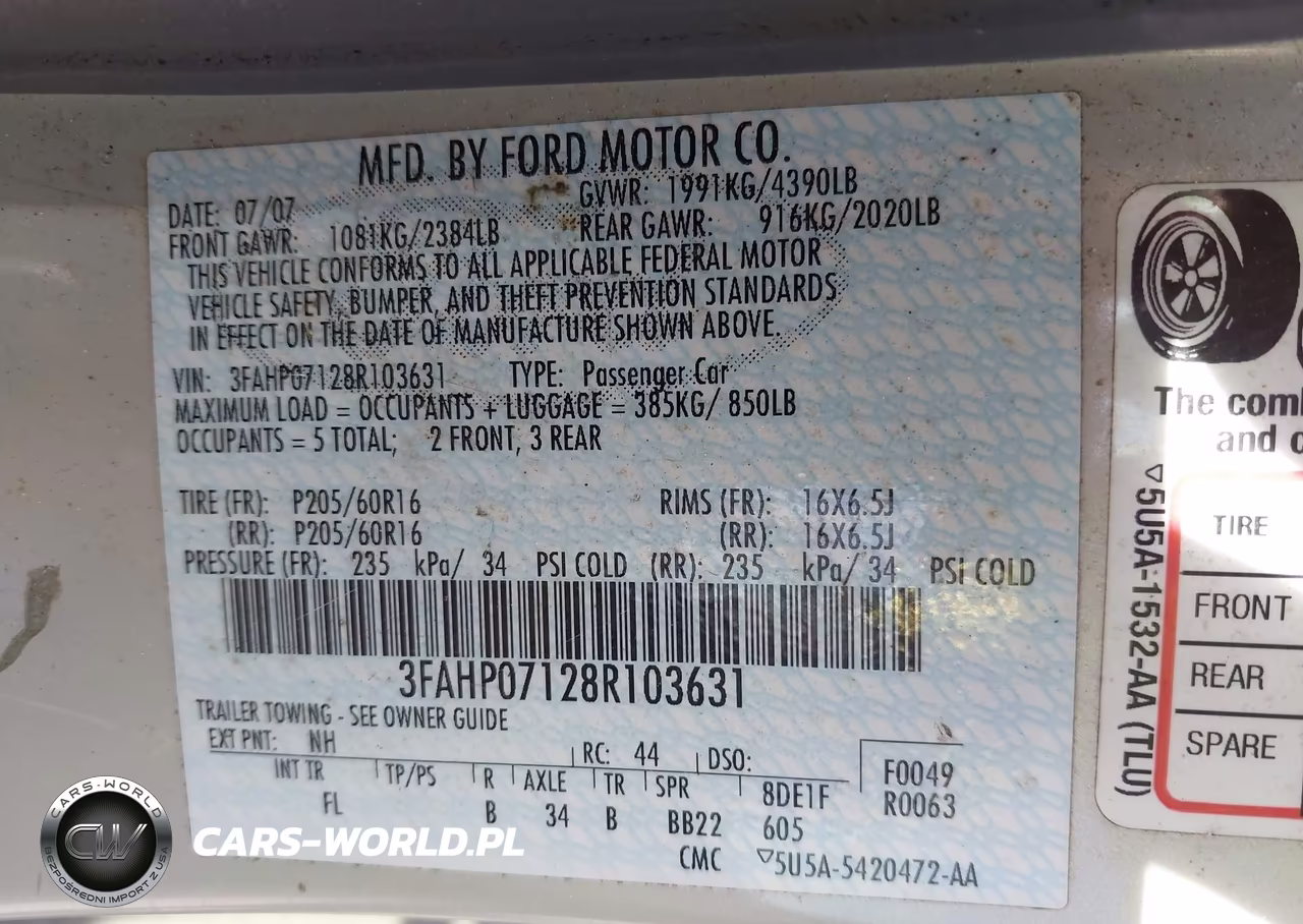 2008 Ford Fusion Se VIN:3FAHP07128R103631 - 9