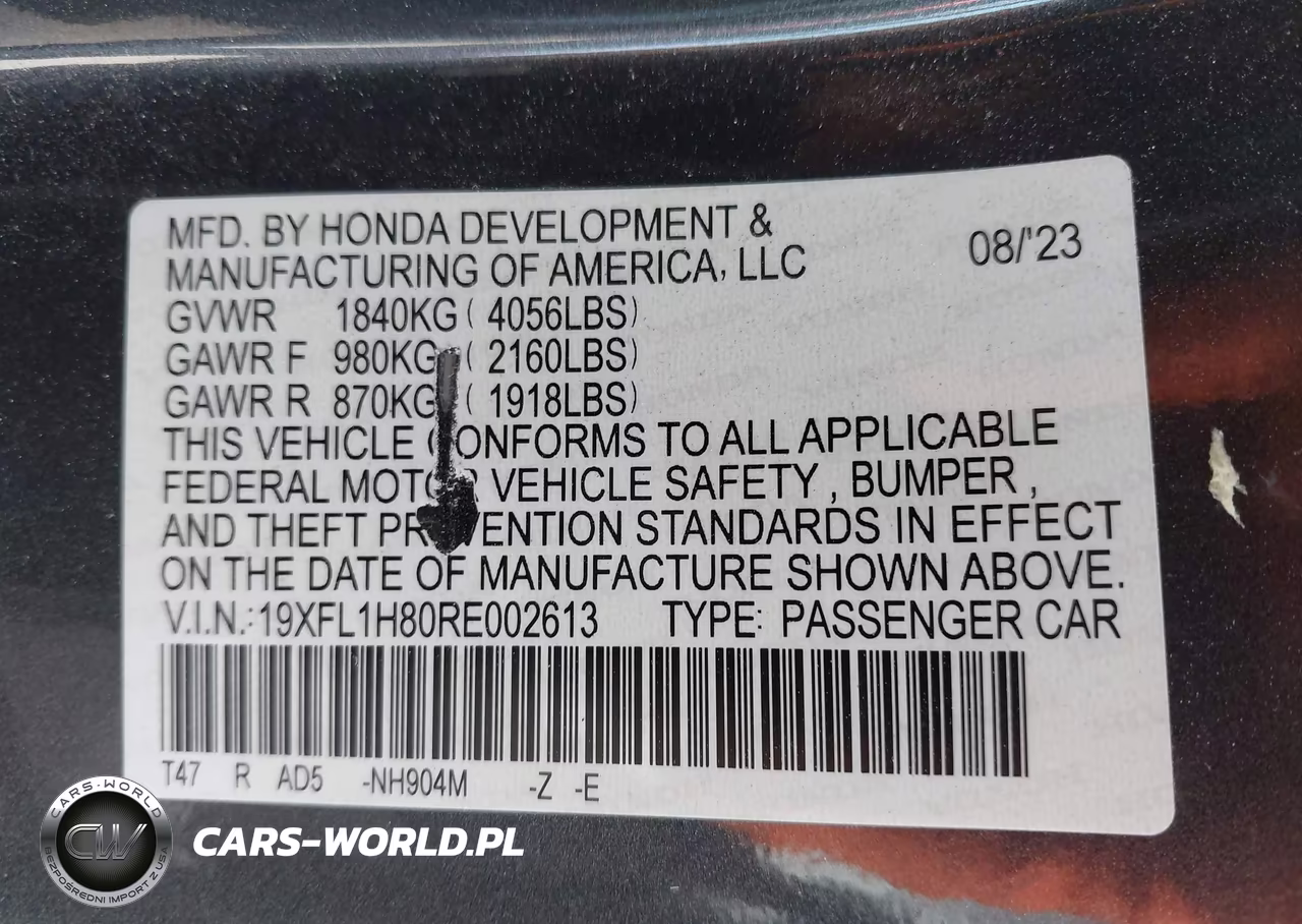 2024 Honda Civic Sport Touring VIN:19XFL1H80RE002613 - 9