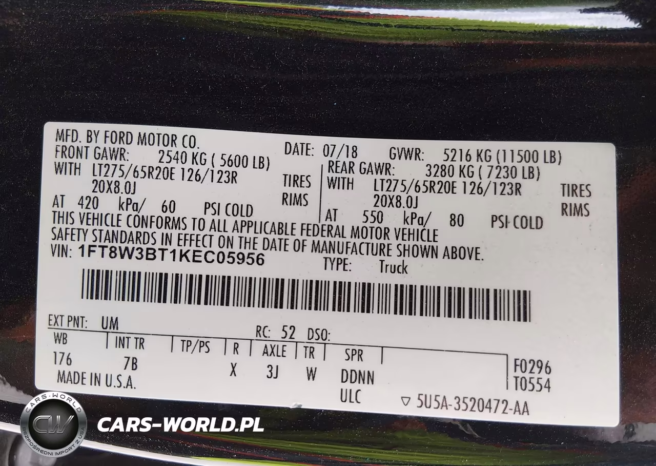 2019 Ford F-350 Platinum VIN:1FT8W3BT1KEC05956 - 8