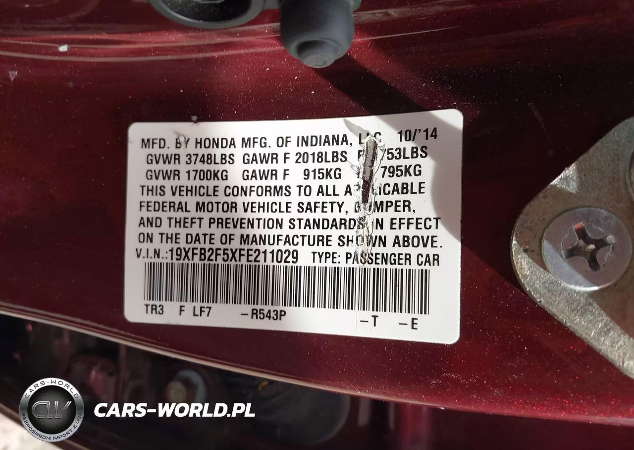 2015 Honda Civic Lx VIN:19XFB2F5XFE211029 - 9