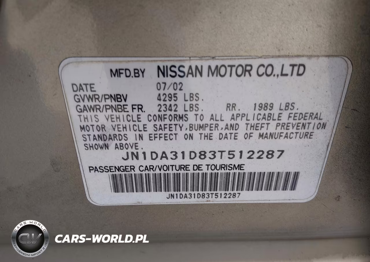 2003 Nissan Maxima Se VIN:JN1DA31D83T512287 - 9