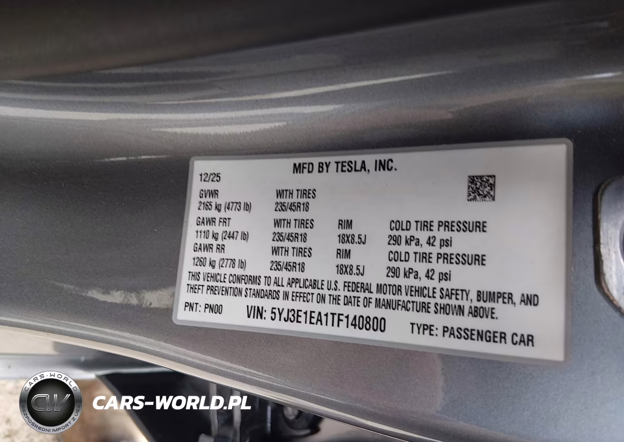 2026 Tesla Model 3 Premium Rear-Wheel Drive-Standard Rear-Wheel Drive VIN:5YJ3E1EA1TF140800 - 9