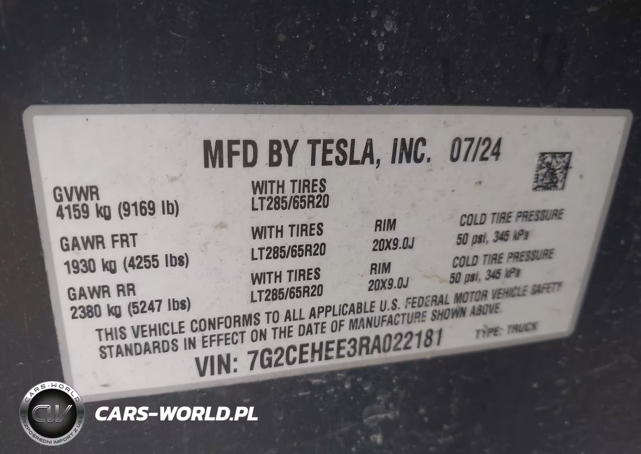 2024 Tesla Cybertruck Cyberbeast VIN:7G2CEHEE3RA022181 - 9