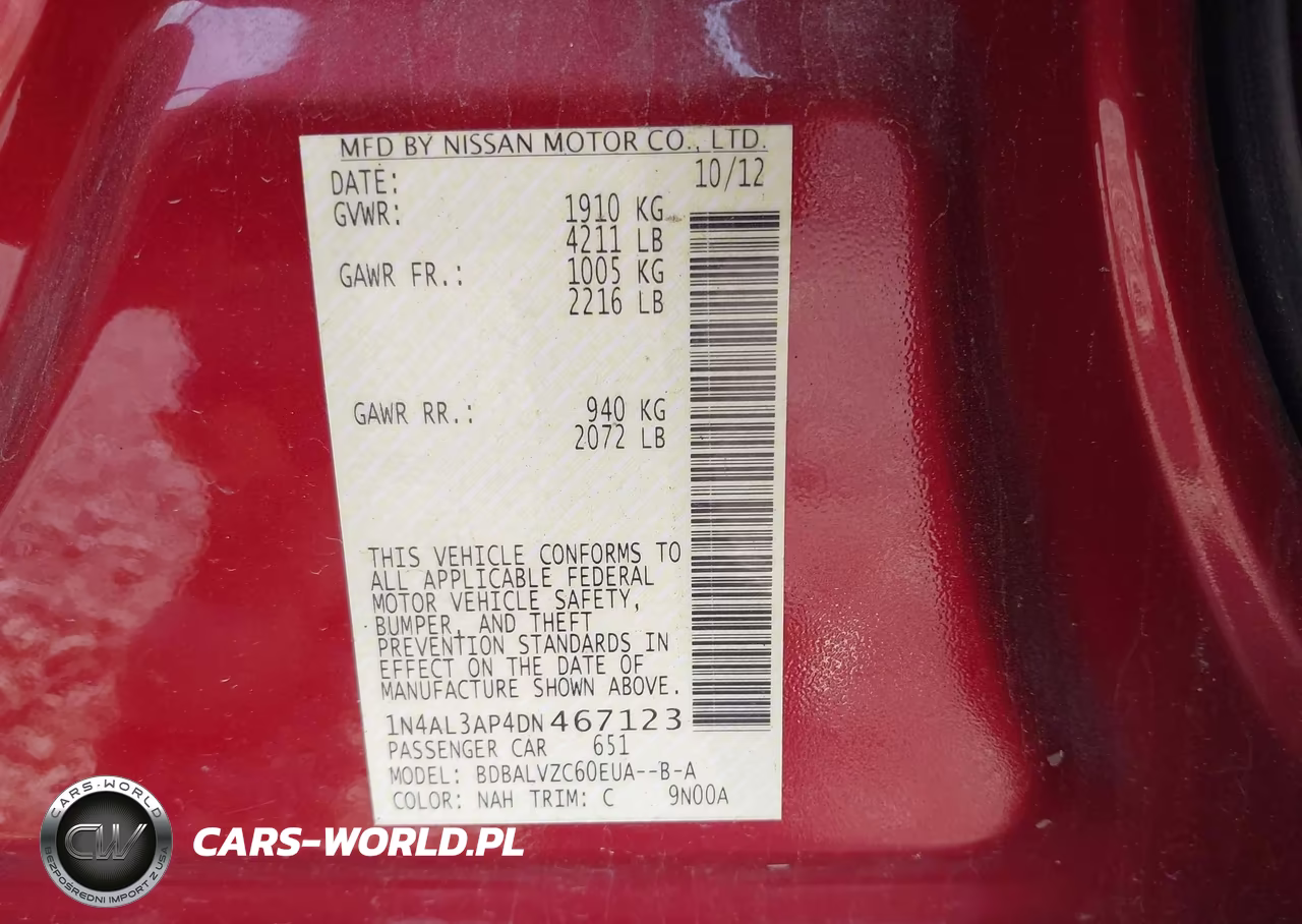 2013 Nissan Altima 2.5 Sl VIN:1N4AL3AP4DN467123 - 9